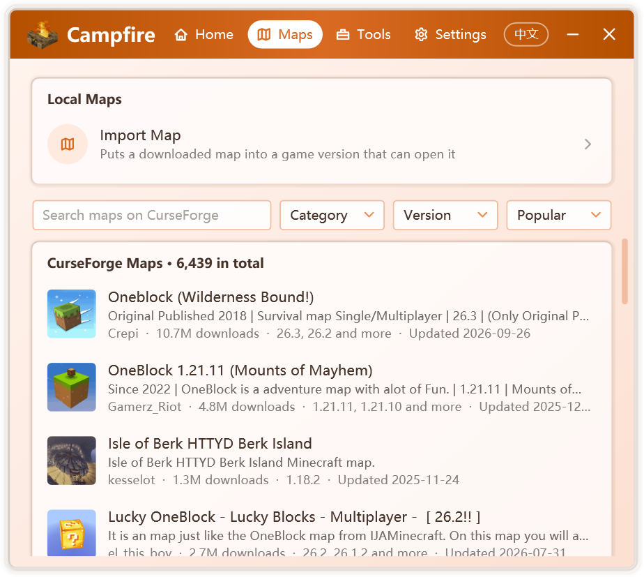 Maps tab